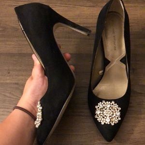 Elegant black velvet high heels